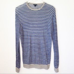 THEORY Men's Linen Blend Lightweight Striped Pullover knit sweater large